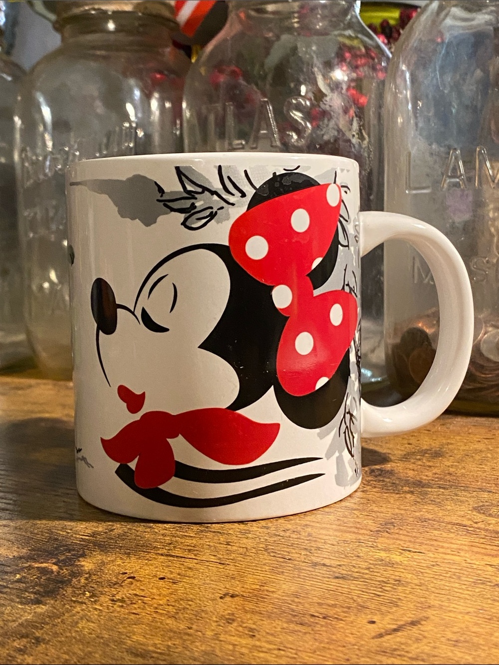 Disney Minnie Mouse White Mug with Red Bow and Black Accents
